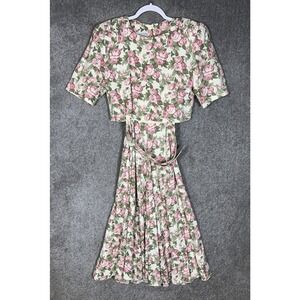 Vintage ED Michaels Maxi Dress Womens‎ Size 9/10 Floral Rayon Pockets USA Made